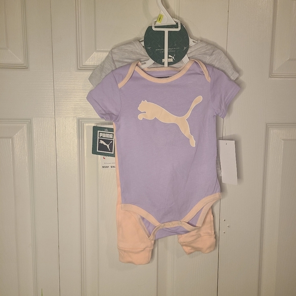 Puma Other - Puma Baby 3-6mos 3-Piece Layette Set - Purple/Pink